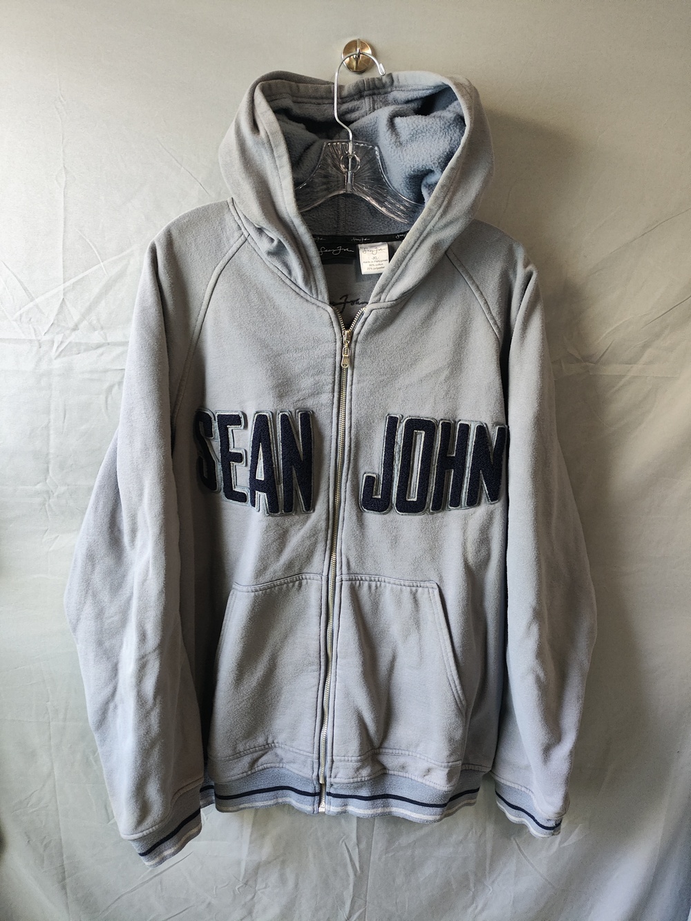 Sean John Hoodie Mens XL Fleece Full Zip Spell Out Jacket Hip Hop Streetwear